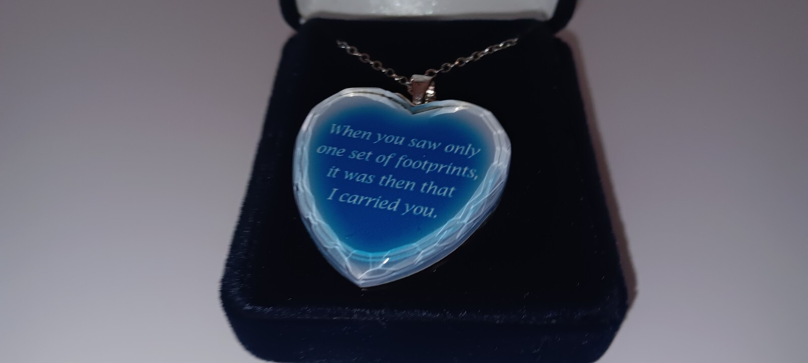 Danbury Mint Footprints In The Sand Heart Necklace in… Gem