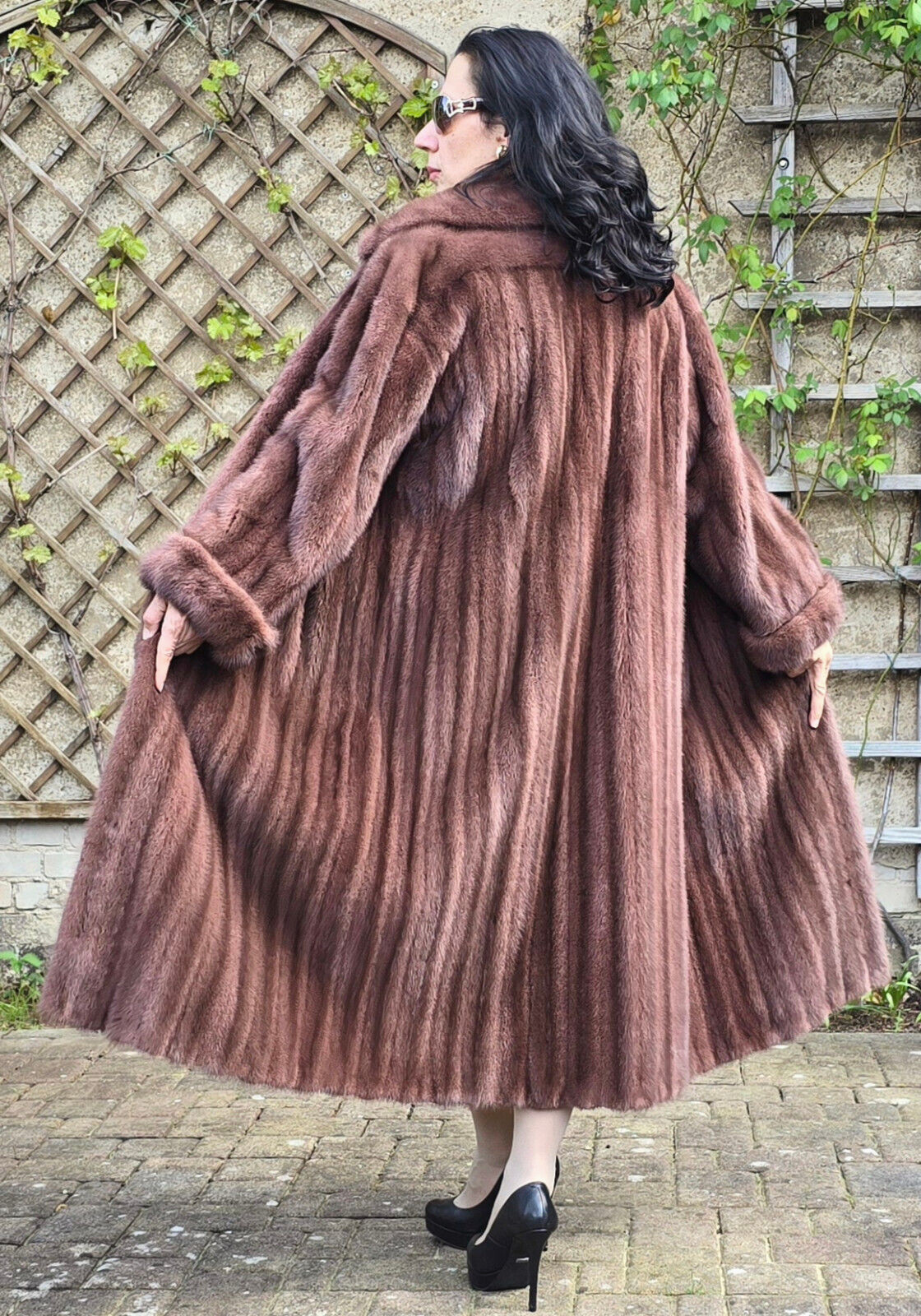 Mink Coat Cerruti 1881 Paris Saga Mink Mink Fur Coat Fur Belt Mauve Rare image 7