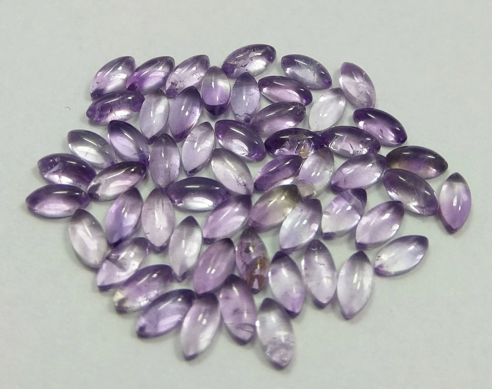 Lotto calibrato ametista viola naturale 11,35 ct cabochon marquise brillante ... - Immagine 3 di 4