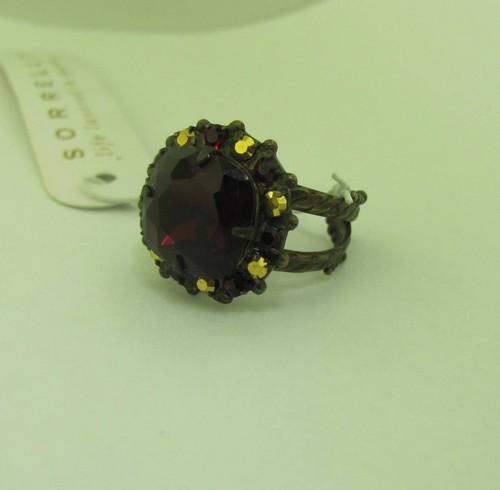 Sorrelli Ruby Cocktail Ring RCR112AGRC Antique gold tone - Picture 3 of 5