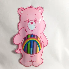 CARE BEARS Cheer Bear Vinyl Make Up Brush Case pencil holder figure unused