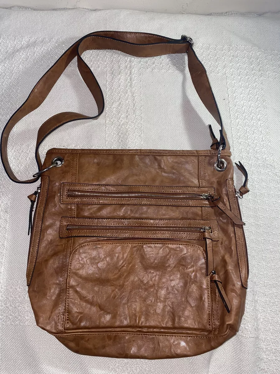 Bueno Collection Cognac Tan Brown Faux Leather Crossbody Hobo