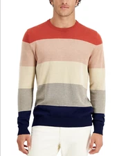 Men's Orange Combo Club Room 100% Cotton Sweater, Size XL