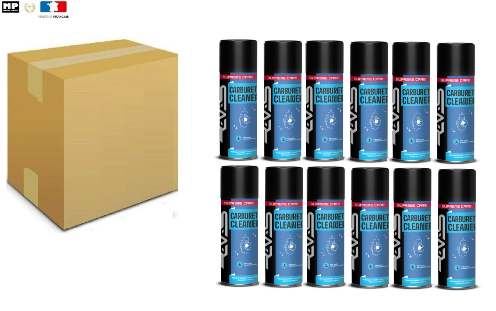 Nettoyant carburateur aérosol 400 ml pour auto et moto pack économique de 12 bombes