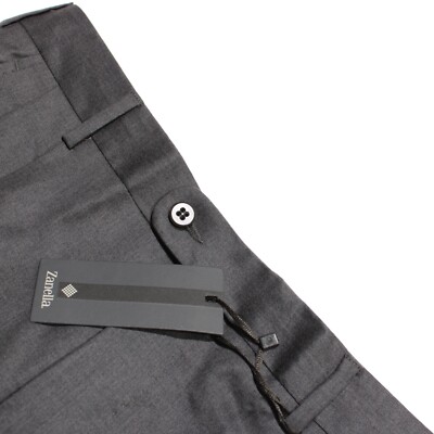 Zanella Platinum NWT Pleated Dress Pants Size 32 US Bennett In Gray 100% Wool