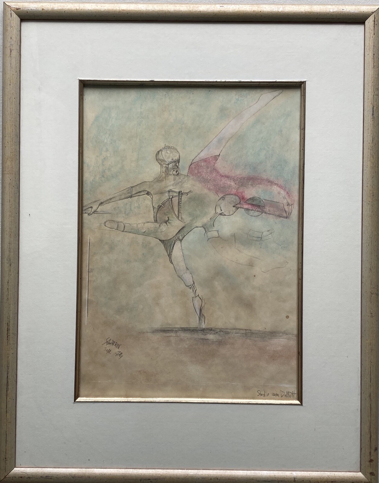 Estudio Sobre El Ballet 1968 GAGARIN? Firmado Ruso? Pareja Bailando Futurista