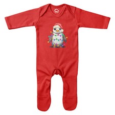 Christmas Penguin Rompersuit Romper Suit Wildlife Animal Baby Babies Sleepsui...