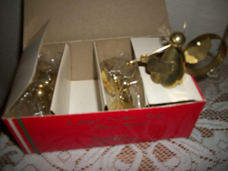 Matters Inc. Four Angel Napkin Rings Brass Plated - In Original Box