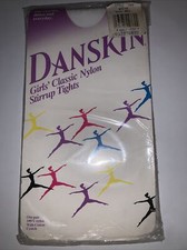 Danskin 249 White Child's Large 12-14 DuraSoft Nylon Stirrup Tights NEW