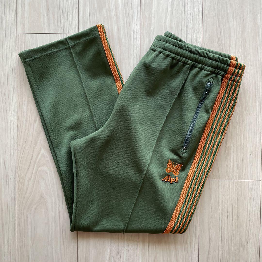 NEEDLES x Aipl Track Pants Narrow Green x Orange lines FK392 Size-M Used