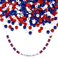 4th of July Beaded Ornament,1000 Pcs Pony Beads Plastic Craft blue/red/white
