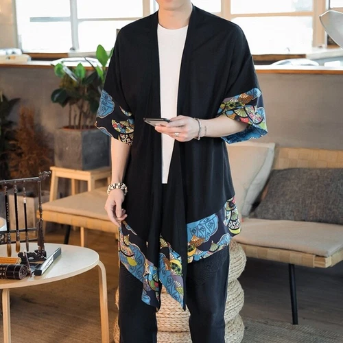 Sommer Kimono Strickjacke Herren Männer Samurai Kostüm Kleidung Kimono Jacke - Bild 12 von 38