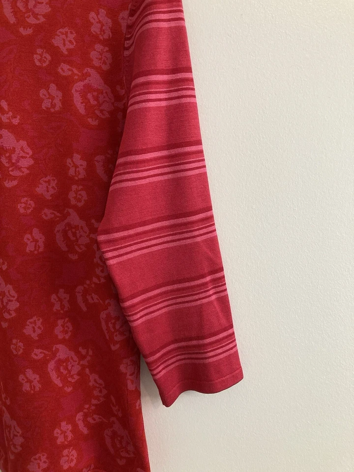 Pullover Harold's manga 3/4 mezcla de seda tejido floral para mujer talla L rojo rosa Foto 4 de 4