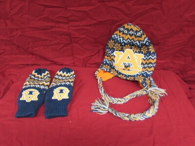 Auburn Tigers NCAA Team Name & Logo Knit Cap and Mittens Size Medium
