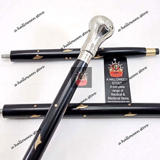 Replica of Silver Brass Bat Masterson Knob Handle Black Wood Walking Stick Cane