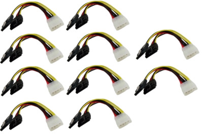 4-Pin Molex to 2 x SATA Power Y Splitter Computer HDD/SSD Adapter Cable, 10-Pack
