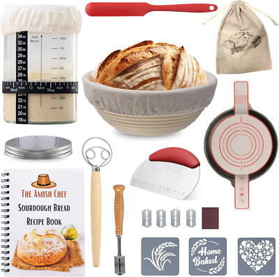 Complete Sourdough Bread Starter Kit, Glass Sourdough Starter Jar Kit & Tons of