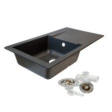 Black Resin Single Kitchen Sink 780mm x 435mm Granite Composite Finish Static
