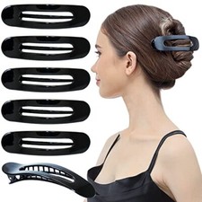6 Pcs Womens Side Slide Flat Oval Clip Styling Plastic Comfortable Hold