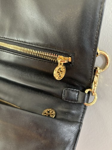 Tory Burch Schultertasche Clutch Lederbesatz Patchwork wandelbar schwarz rosa - Bild 8 von 20