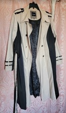 Women Plus Principles Ben De Lisi Cream Black Belted Jacket Size Uk 22 / Us 18