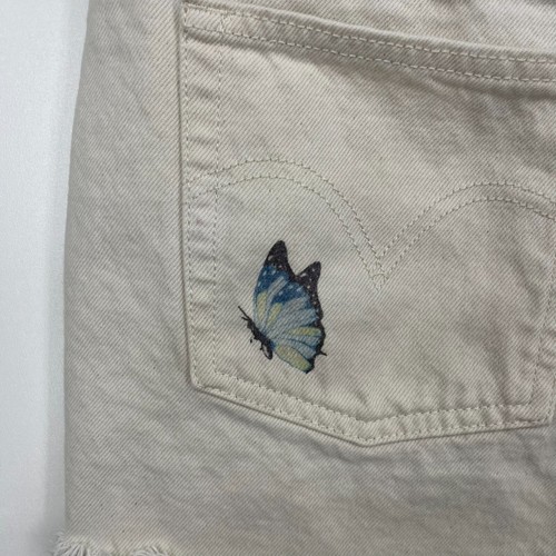 Levi's Denim Shorts Women's 32 White 501 High Rise Butterfly Graphic Print - 第 11/13 張圖片