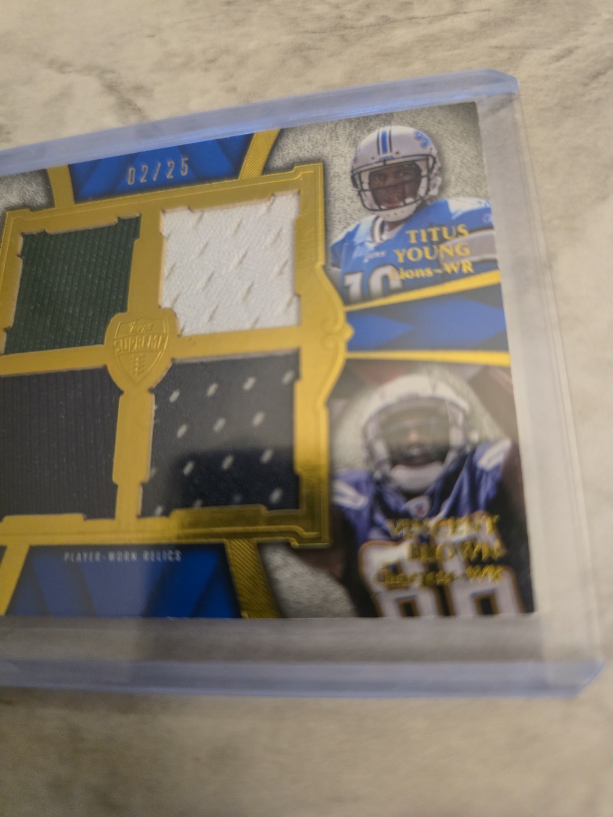 2011 Topps Supreme Game Used Quad Jersey Patch 2/25 Cobb, Young, Pettis, Brown view 3