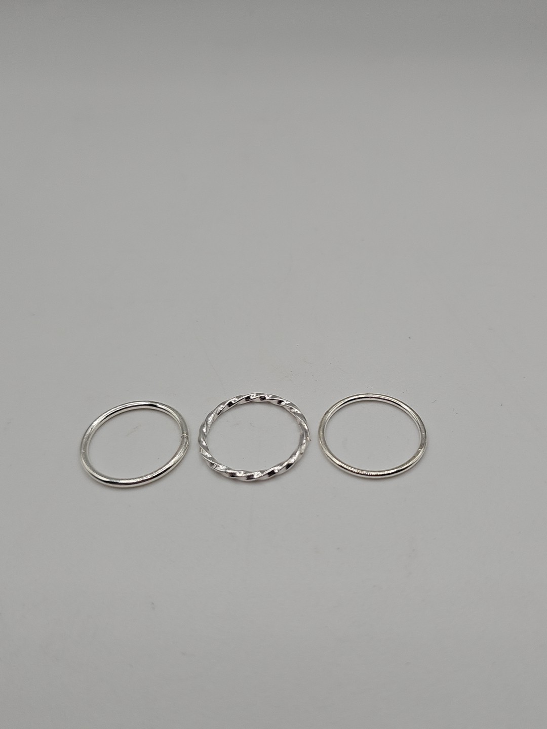 Three Silver Tone Stackable Rings, Size 6 - image 4