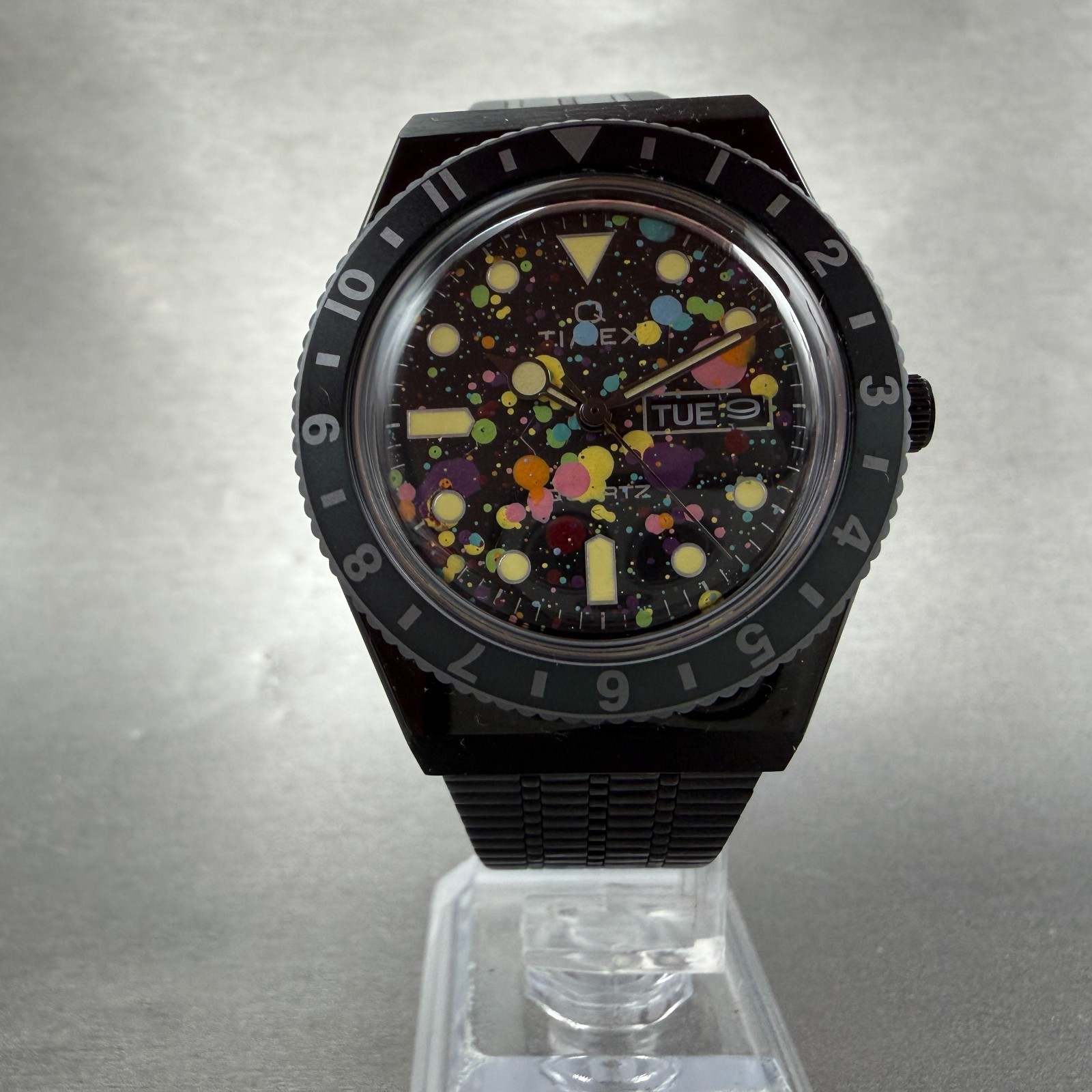 Timex Q Phantasm Watch Men 38mm Custom Dial Black Tone Daydate IFL New Battery image 6