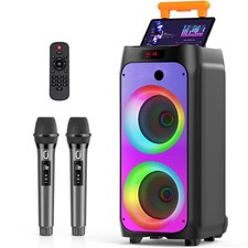 Large Rolling Bluetooth Karaoke Speaker with Telescoping Handle for Home,Outdoor