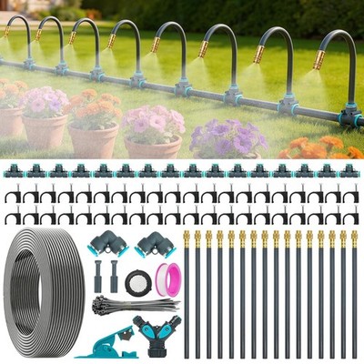360° Adjustable Drip Irrigation System 100FT,5/16'' Garden Watering Kit with 16 C