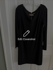Vince Camuto Black Knit Dress size 12 back gold zipper