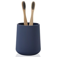 Navy Blue Striped Toothbrush Holder for Electric Toothbrushes Bathroom Organi...
