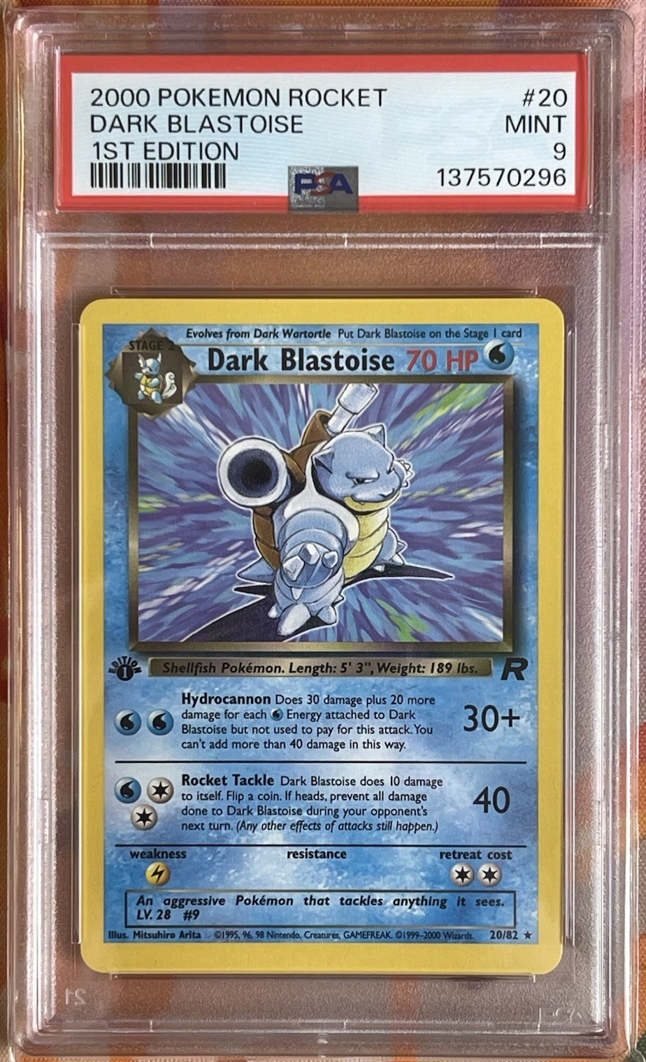 2000 Pokemon 1st Edition Rocket Dark Blastoise #20 Regular Rare MINT PSA 9
