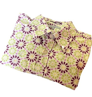 TED BAKER Womens Top Blouse Size 6 (US) FLORAL SHIRT pattern Button down Lime