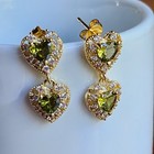 925 Sterling Silver 2.2CT Heart Peridot Sapphire Earrings Yellow Gold-plated — photo 1