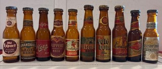 10 Dif Mini Beer Bottles Metz Old Bond Bluebonnet Feldembrau Old Export Esslingr