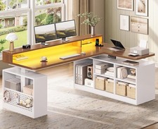 L Shaped Electric Standing Desk, 63" Gaming Computer Desk with Storage Shelves