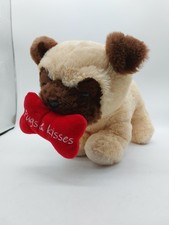 Walgreens Pug Puppy Dog 8" Plush "Pugs  Kisses" Red Bone Stuffed A