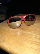 VTG 70S 80  s Foster Grant Red White Blue Mirrored Ski Cool Flag Sunglasses USA  
