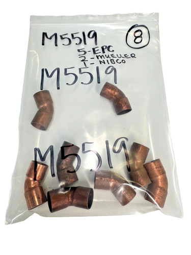 (QTY 8) 45-Degree Elbow 3/4" C x C CTS Solder Joint Copper Sweat Fitting