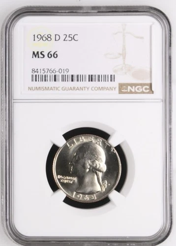 1968 Washington Quarter NGC MS66 Superb Gem BU Uncirculated