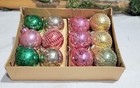 Vintage Small Glass Sarco Japan Mini Multicolor Ball Christmas Ornaments — photo 6