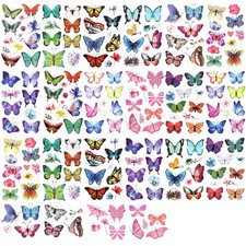 100pcs Temporary Butterfly Tattoos, Colorful Small Medium, pink