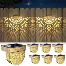EKQ Solar Fence Lights 6 Pack Solar Deck Lights Outdoor Waterproof LED Solar