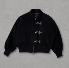 Vintage Like Wool Men’s Bomber Jacket fireman Clasp Closure Hardware