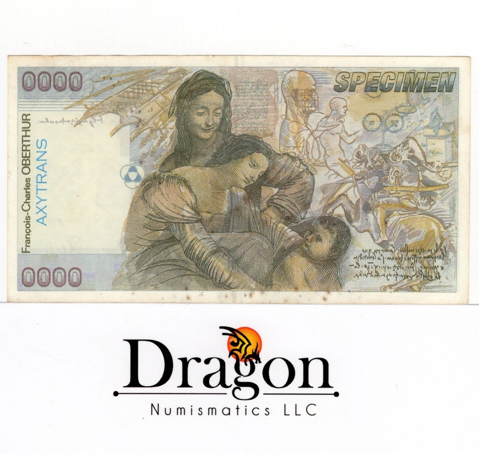Leonardo da Vinci / OBERTHUR FIDUCIAIRE - TEST NOTE - SPECIMEN - AU/UNC DETAILS - Image 2 of 2