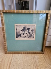 Hermoso arte antiguo enmarcado en papel Drypoint Jerome C Fridenberg "VENTA DE HURGAR"
