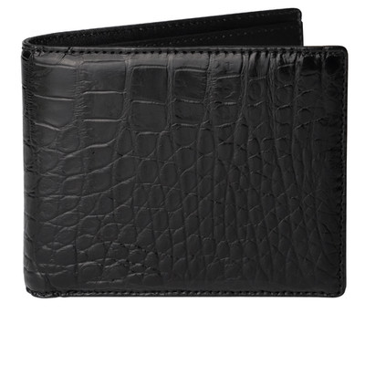 Luxury Genuine Crocodile Leather Bifold Wallet Men's Black Handmade Gift Box