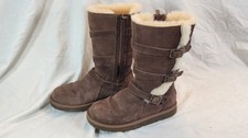 Women's Size 4 EU 34 Ugg Boots Brown With Straps  Buckles Tan Fuax Fur Lined
